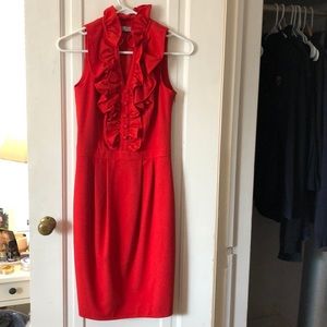 Red Ruffle neck dress